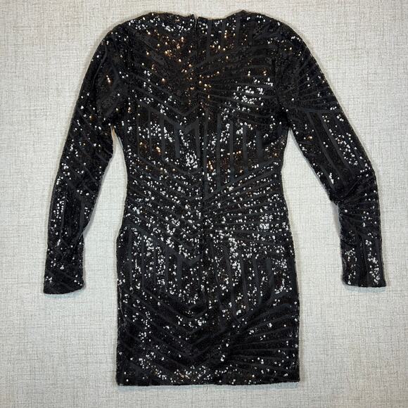 Windsor Deep V Neck Size S Little Black Dress Sequins Homecoming Going Out Mini - Picture 3 of 9
